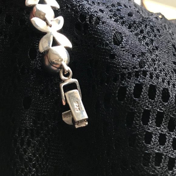 VINTAGE STERLING MARCASITE & PEARL BRACELET - Picture 2 of 6